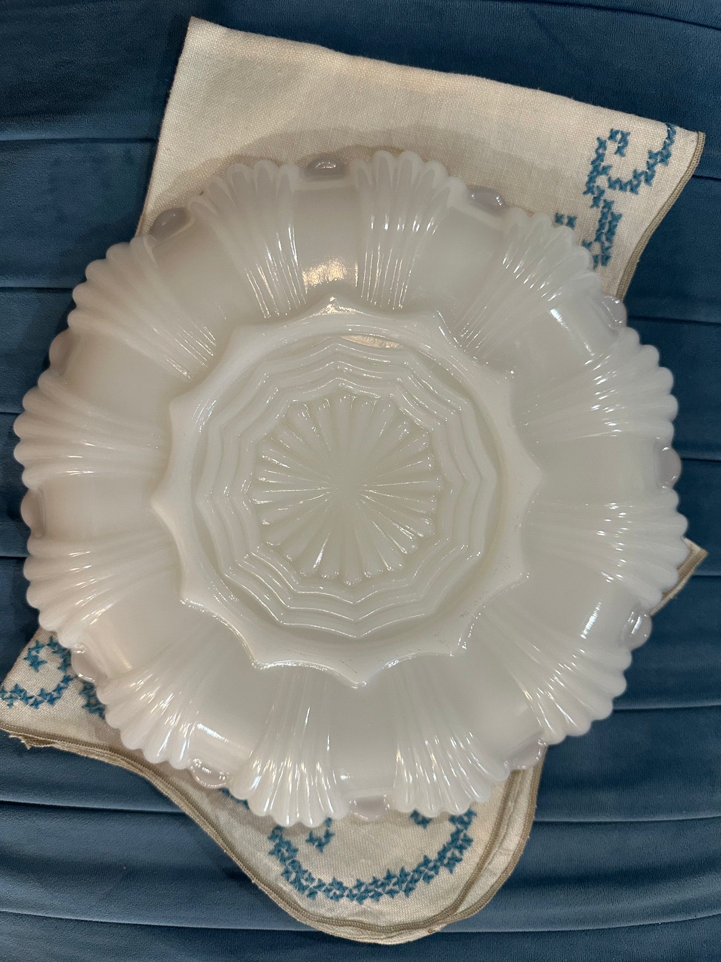 Milk glass divided dish
