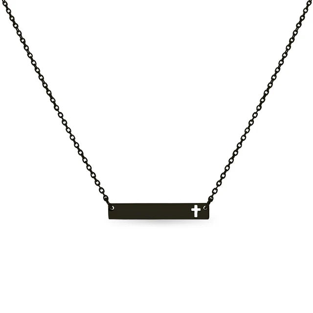 Cross Cutout Bar Necklace