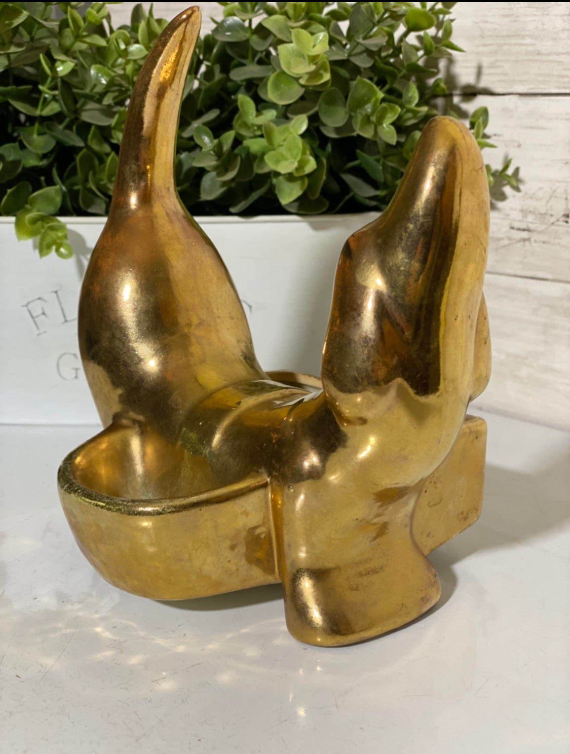 Vintage Ceramic 1950 AL Hirsch IG Ely 22K Gold Plated Dachshund