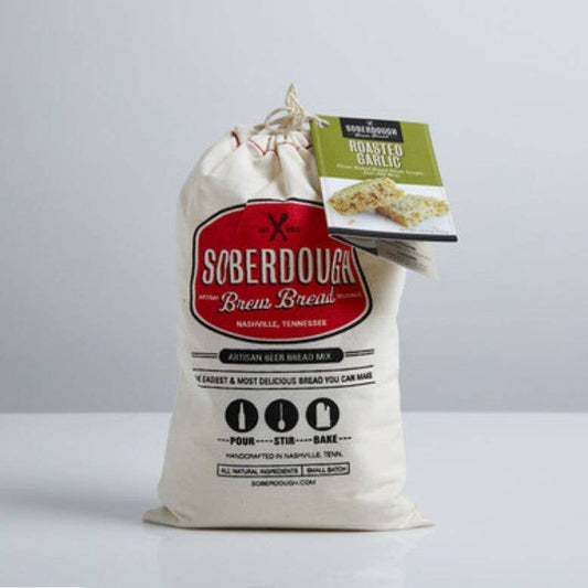 Bag of Soberdough Brew Bread with a tag on a white background
