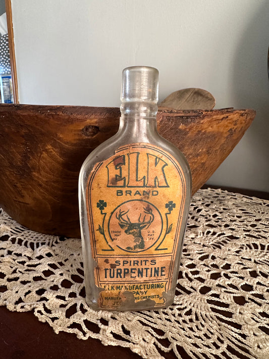 Elk brand spirits turpentine bottle