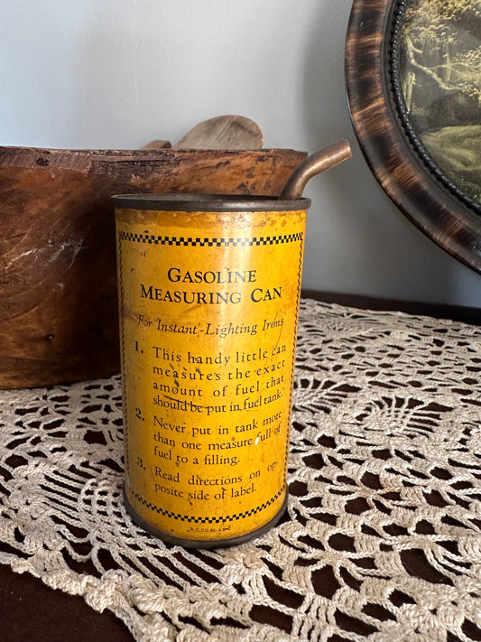 Vintage 1900s child iron gas tin