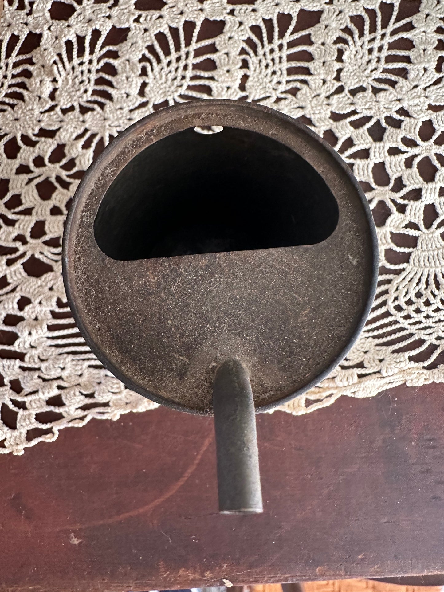 Vintage 1900s child iron gas tin