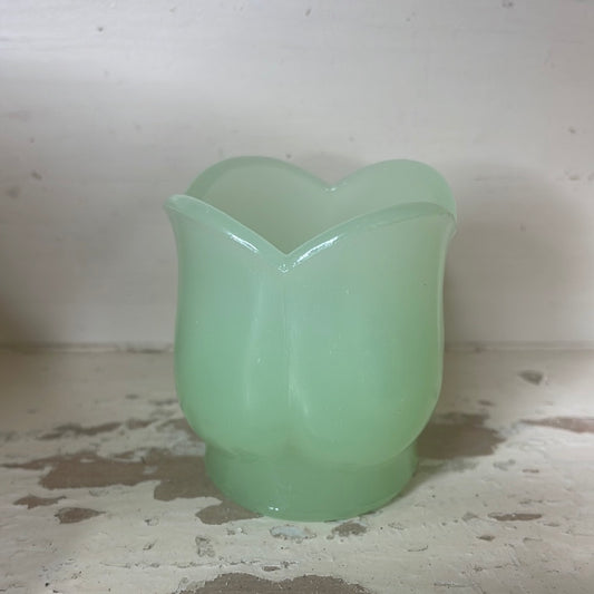 Jadeite tulip candle holder
